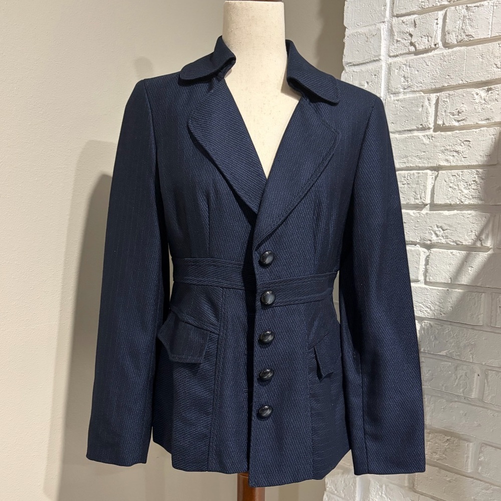 Signature by Larry Levine Navy Textured Blazer